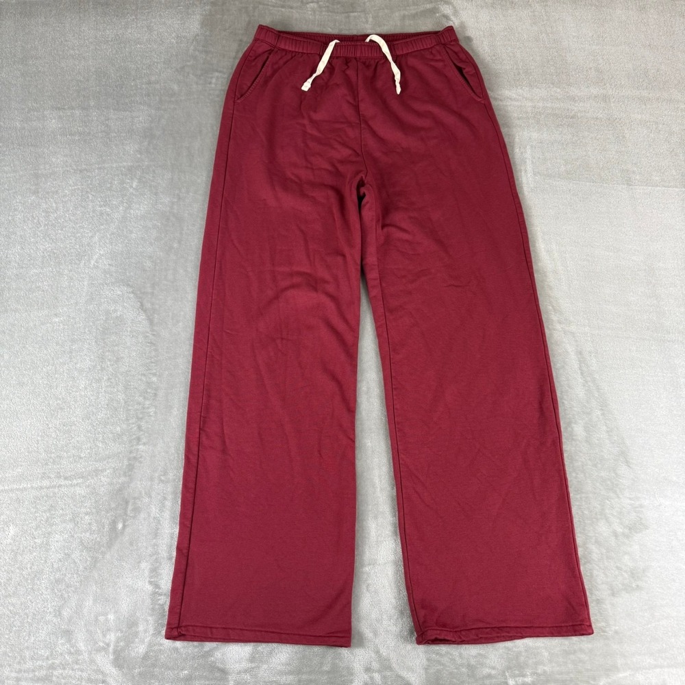 American Giant Modal Fleece Straight Pants Womens Medium Syrah Red $110 USA NWOT